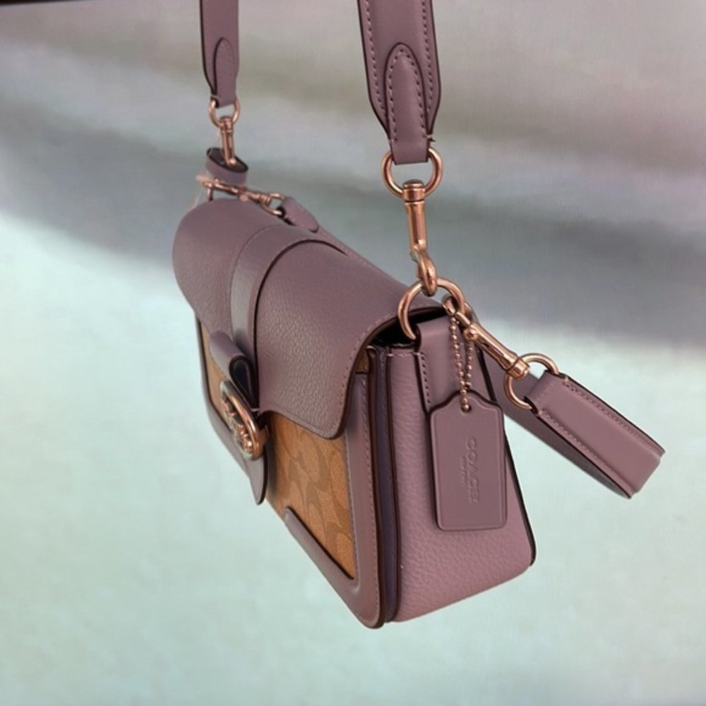 Coach Georgie Shoulder Bag In Signature Canvas Light Khaki / Marble Blue - Picture 14 of 16